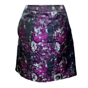 Ann Klein Paint Splash Purple Black Pleated Skirt